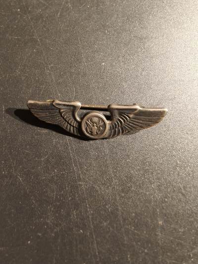老王徽章第153期 - 美国二战陆军航空兵机组成员技能章    925银    二战时期横针版    1.5英寸