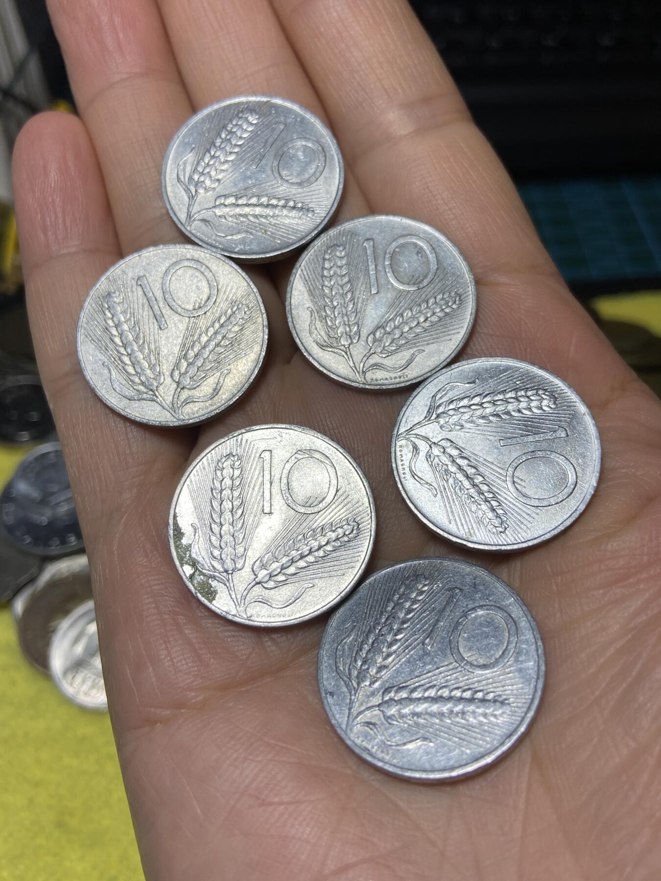 2025年第九十九场(总第一百二十五场）外国好品散币(免佣金) 意大利🇮🇹10里拉6枚：1953年、55年、1968年1973年