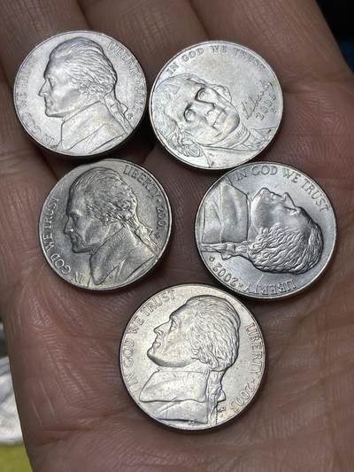 2025年第九十九场(总第一百二十五场）外国好品散币(免佣金) - 美国🇺🇸5分5枚：2001年2002年2003年2006年