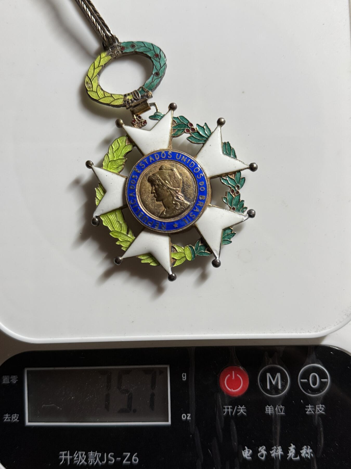 双节同庆！铭记历史！以史为鉴！戎马世界章牌大赏第106期 巴西🇧🇷指挥官级南十字勋章，盒略齐全，银制，珐琅有磕碰