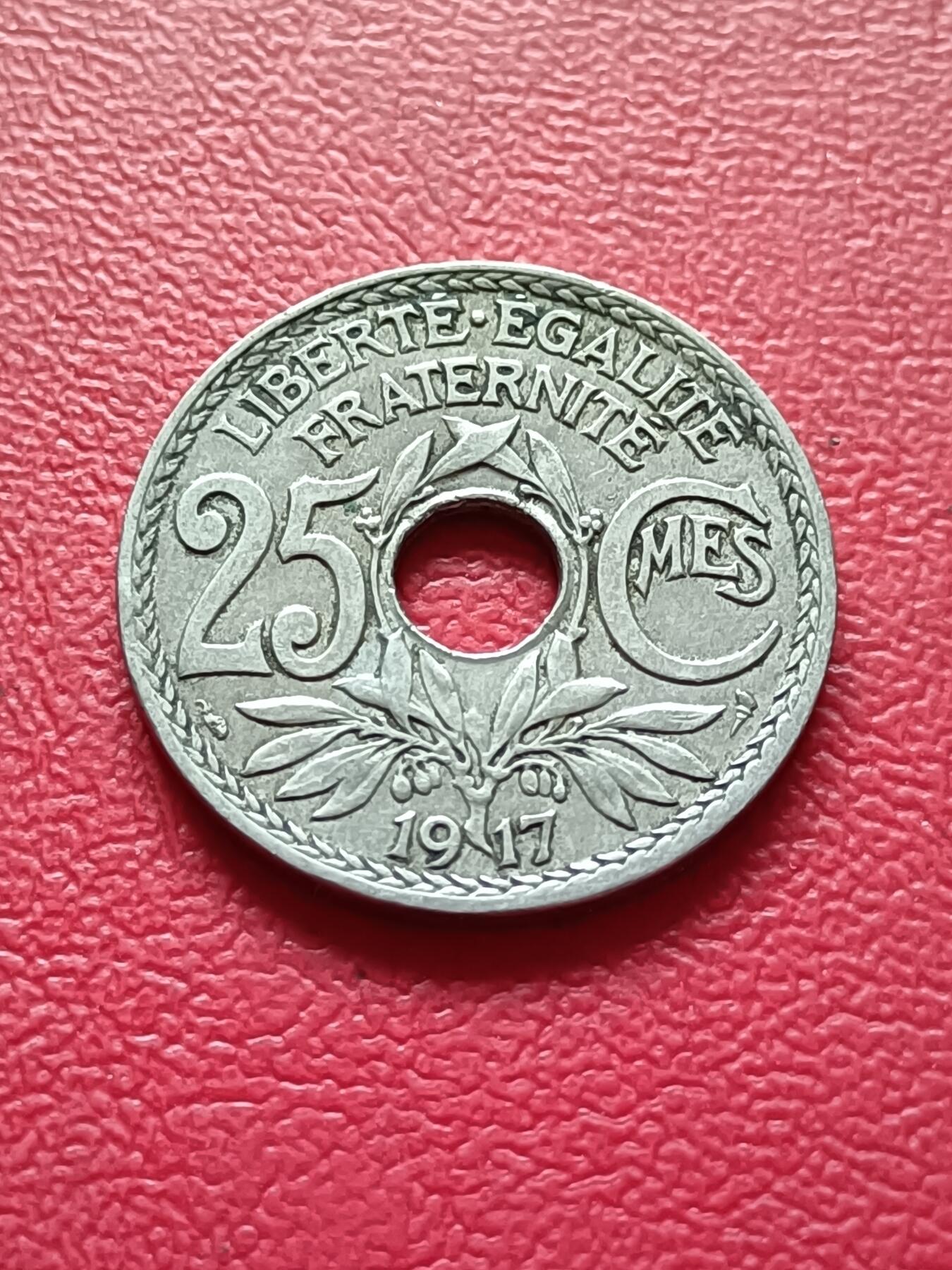 【云涧收藏】第六十七场 少见法国1917年25生丁，特年