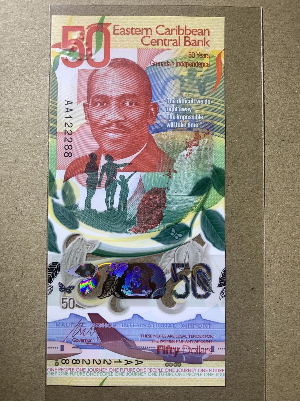 【礼羽收藏】🌏世界钱币拍卖第130期 【AA122288】2024年东加勒比50元塑料纪念钞 AA首发冠 无3457尾88 发发号 朦胧号 PMG67分 高分靓号 值得拥有