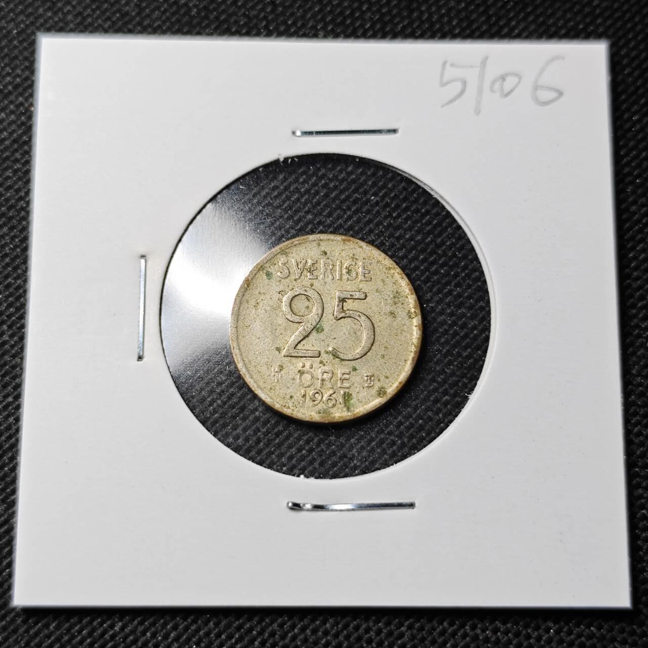 KK钱币收藏小铺 第351场 2月预留时间 周末发货  1961瑞典25欧尔银币