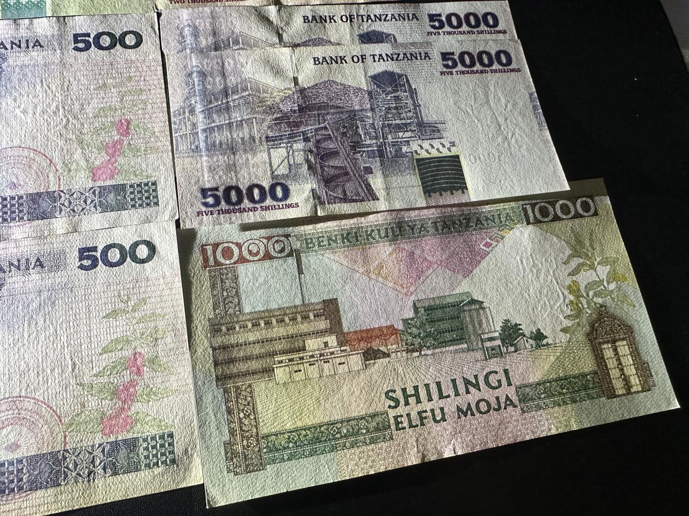 《外钞收藏家》第五百七十二期（畅拍场）（本平台长期征集拍品、欢迎藏友们联系合作） 坦桑尼亚两个版本 7张一起 有新有旧  品相如图