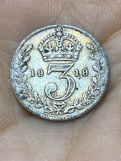2025年第一百零一场(总第一百二十七场）外国好品散币(免佣金) - 英国🇬🇧1918年3便士银币(乔治五世第一版，925高银)
