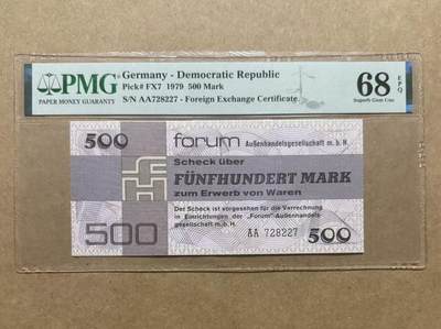 【礼羽收藏】🌏世界钱币拍卖第105期 - 德国 1979年500马克 AA冠 PMG68EPQ 超高分