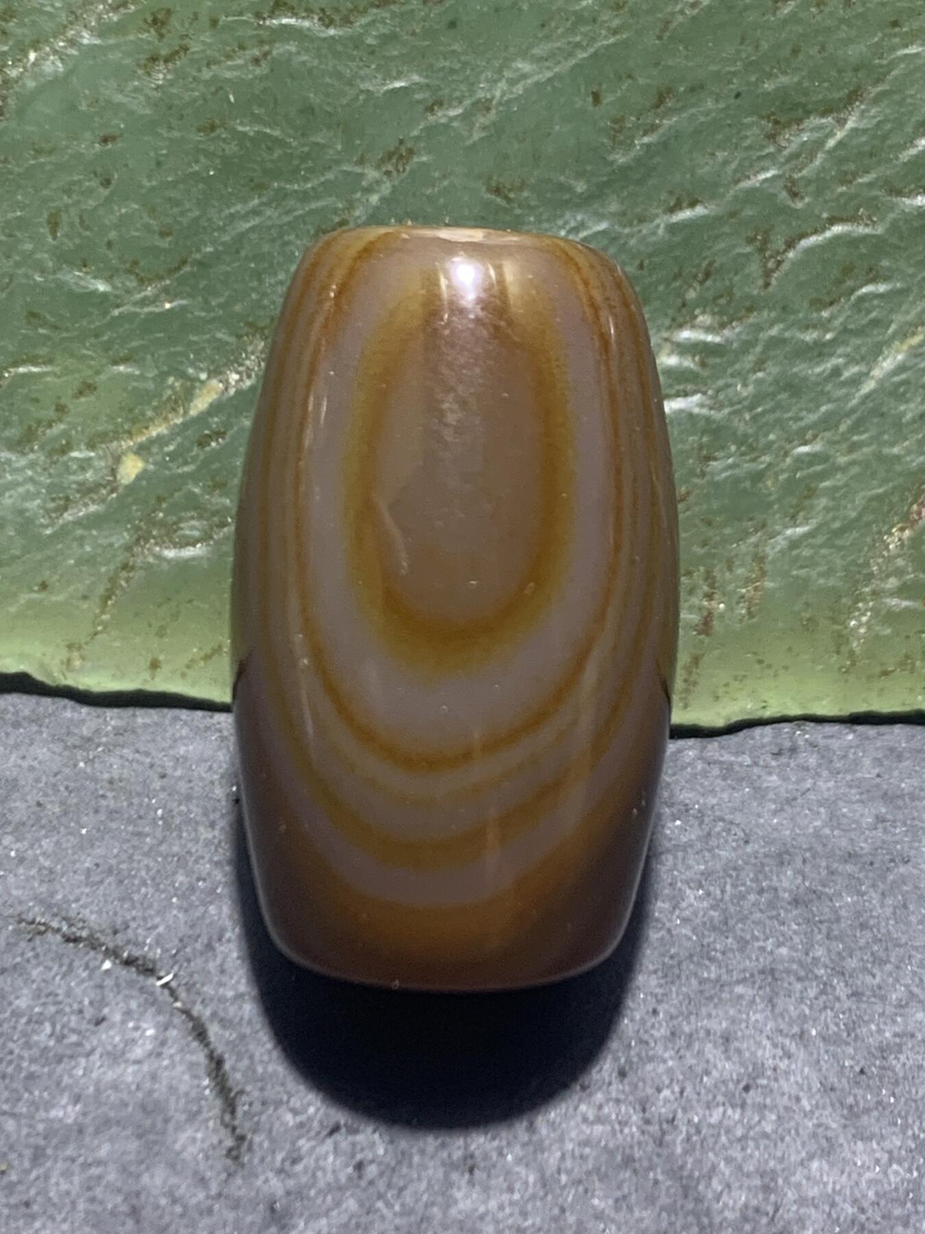 高玉化天眼缠丝玛瑙通货随形桶珠一颗