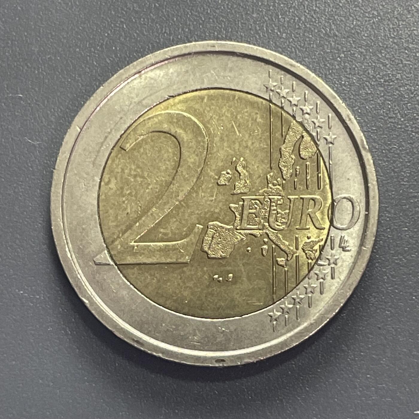 回流1001-2 意大利2002年2欧元双金属纪念币 画家拉斐尔画的丹蒂侧面肖像