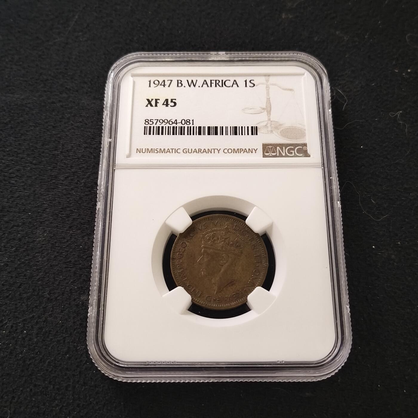 【全场包邮】纯粹捡漏拍465场 英属西非1947年乔治六世1先令套铜币-NGC XF45