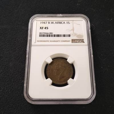 【全场包邮】纯粹捡漏拍465场 - 英属西非1947年乔治六世1先令套铜币-NGC XF45