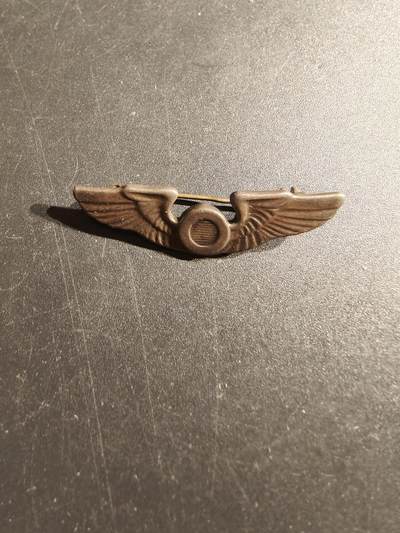 老王徽章第153期 - 美国二战陆军航空兵空中观察员技能章    925银    二战时期横针版    1.5英寸