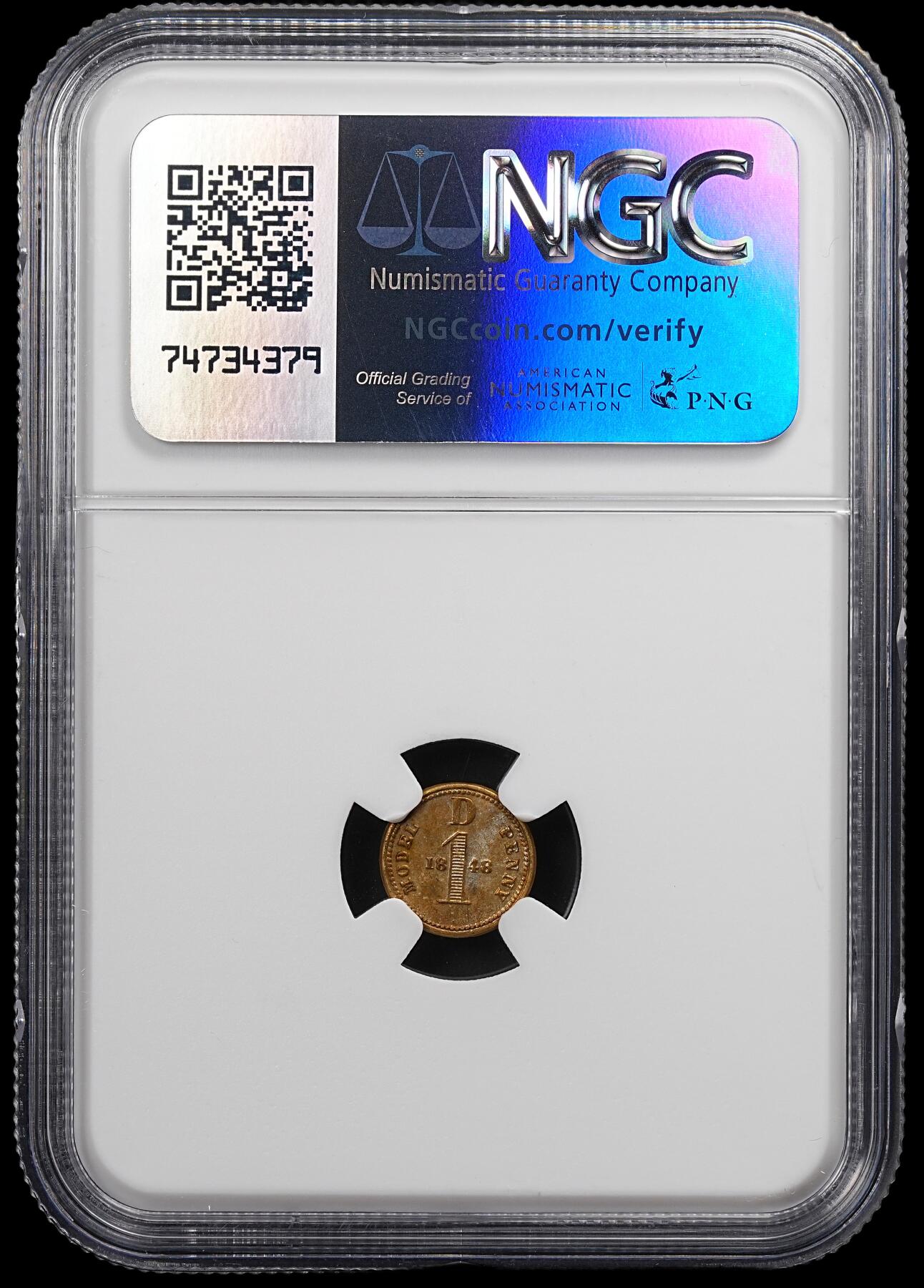 修遠堂世界钱币第八十七期 NGC MS65 1848年英国1便士铜镀银样币 唯一冠军分