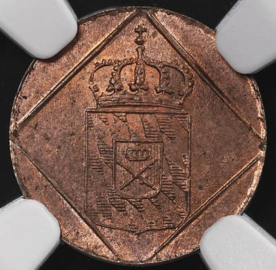 修遠堂世界钱币第八十七期 - NGC MS65RB 1829年巴伐利亚1 HELLER铜币