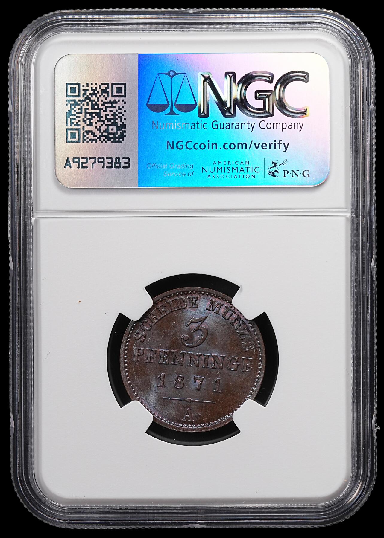 修遠堂世界钱币第八十七期 NGC MS64BN 1871年普鲁士3芬尼铜币