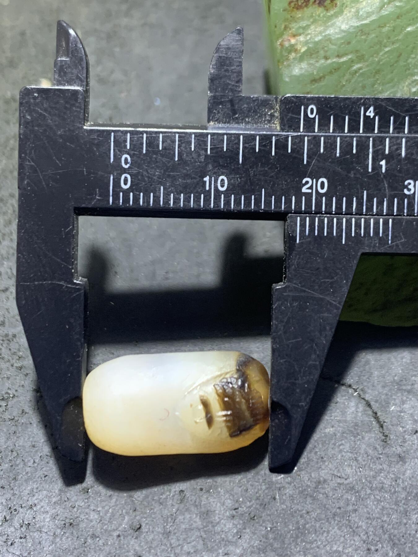 精美亚光高玉化海洋玉髓手工俏色巧雕神仙鱼随形桶珠一个！