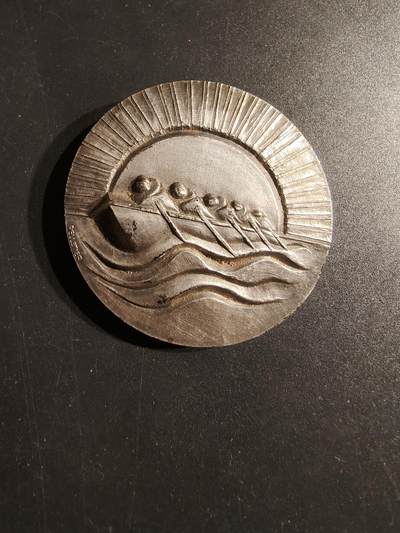 老王徽章第153期 - 法国工兵导航挑战赛镀银大铜章    直径50mm.  重量91.4g