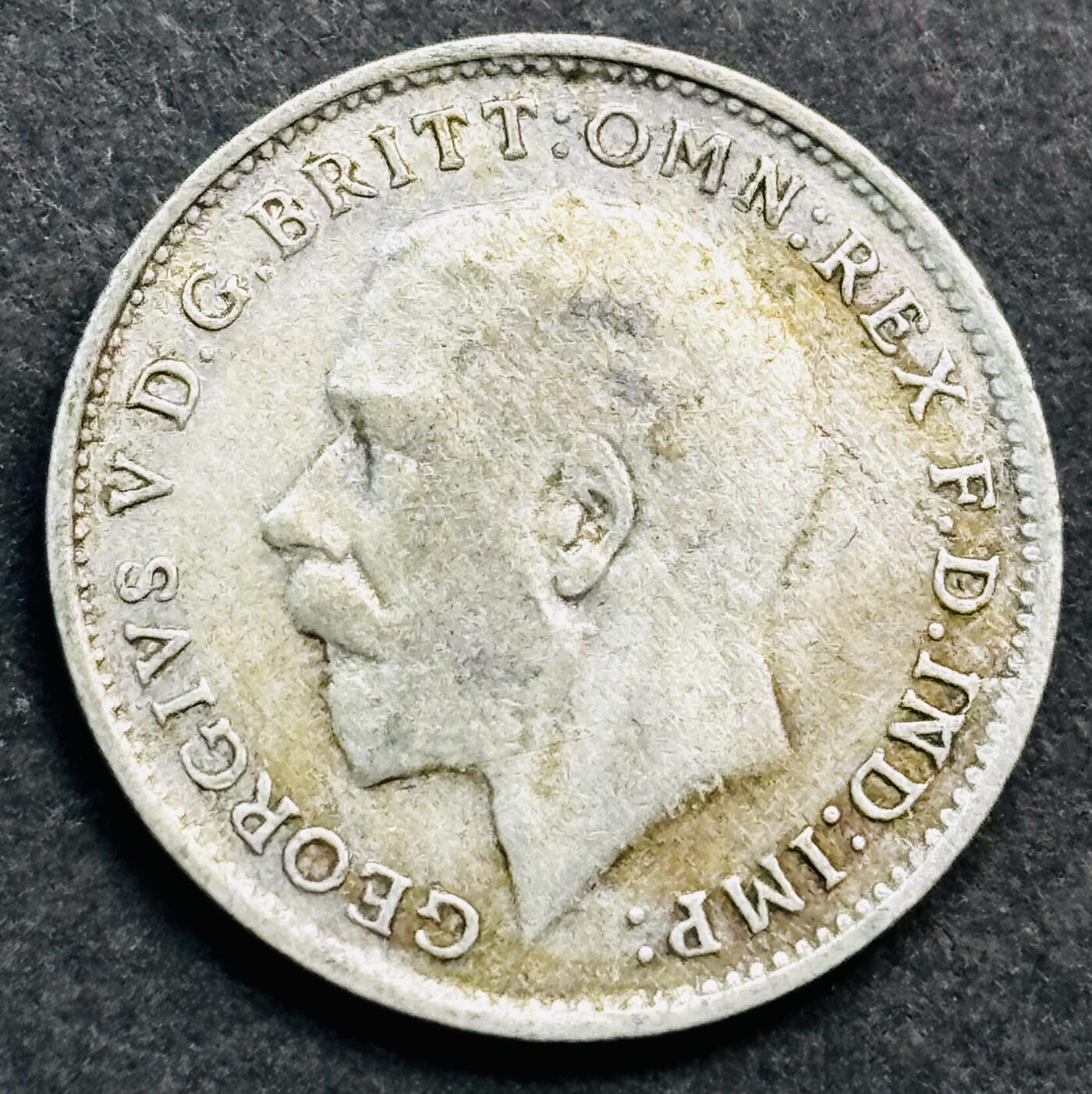 文馨钱币收藏第 274 场，批量银币，散币场 长期接收代拍品 流通美品 1921 年英国乔治五世 3 便士银币，第二版 500 银