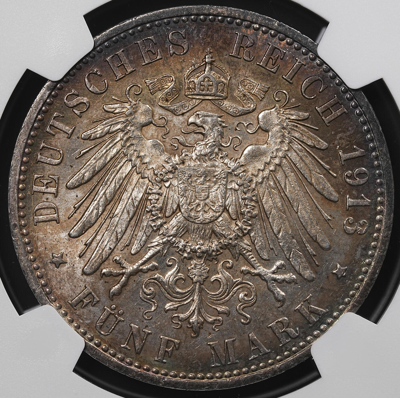 修遠堂世界钱币第八十七期 NGC MS62 1913年普鲁士军装5马克大银币 重包浆