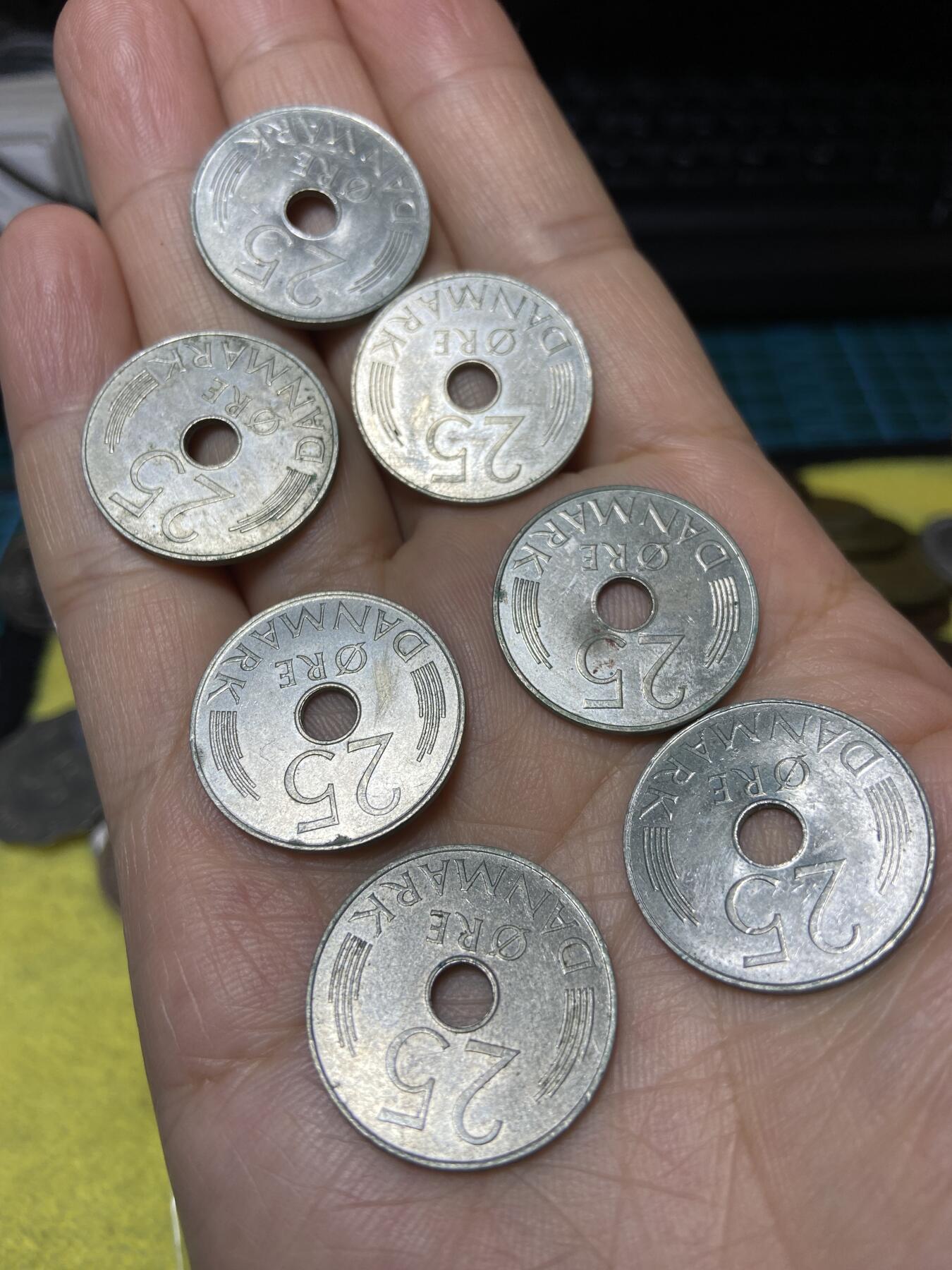 2025年第九十九场(总第一百二十五场）外国好品散币(免佣金) 丹麦🇩🇰25欧尔7枚：1976年77年78年80年82年85年86年(玛格丽特二世时期不同年份，SB，BB，RB三种版本)