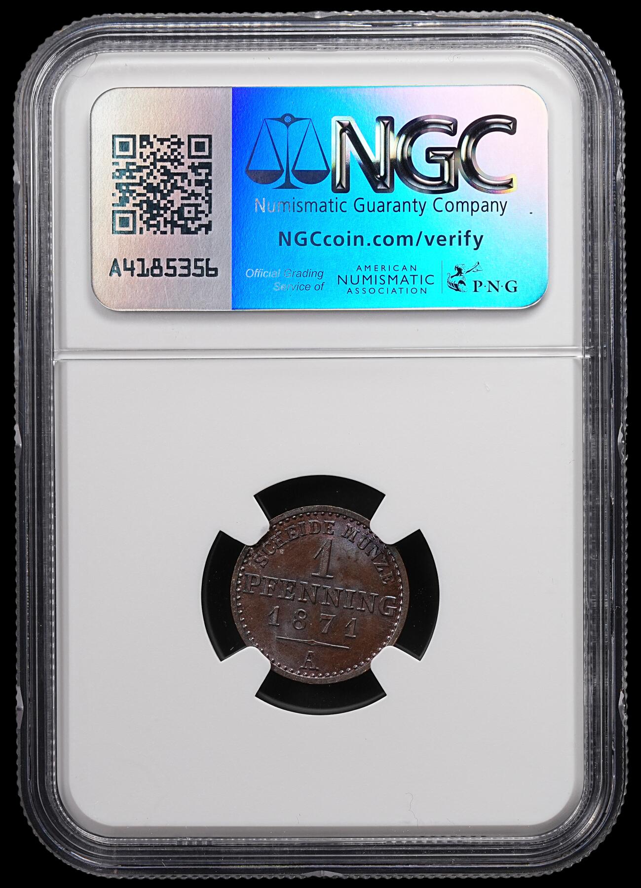 修遠堂世界钱币第八十七期 NGC MS64BN 1871年普鲁士1芬尼铜币