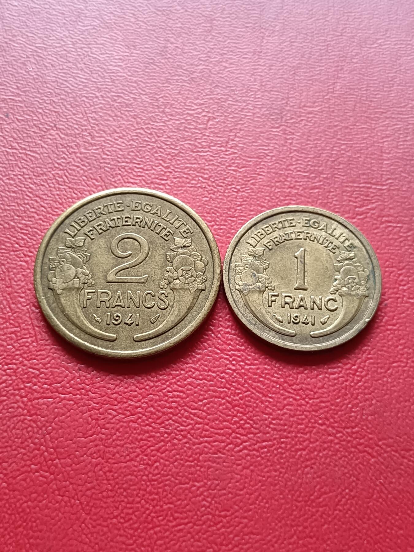 【云涧收藏】第六十七场 法国1941年1、2法朗2枚