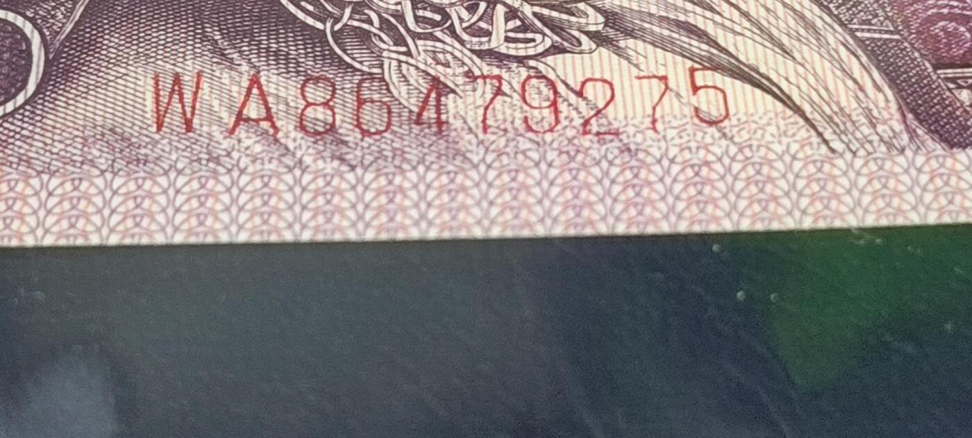 各种钱币拍场 🔥🔥最强天水碧🔥枫叶红🔥🔥钱坤评级8005—天水碧    枫叶红、 套印移位、趣味码、荧光编码，WA86479275，非常少见的荧光品种！8005十二色之一！中国人  中国色！这是迄今为止发现的最强天水碧最强流水，惜售一张！