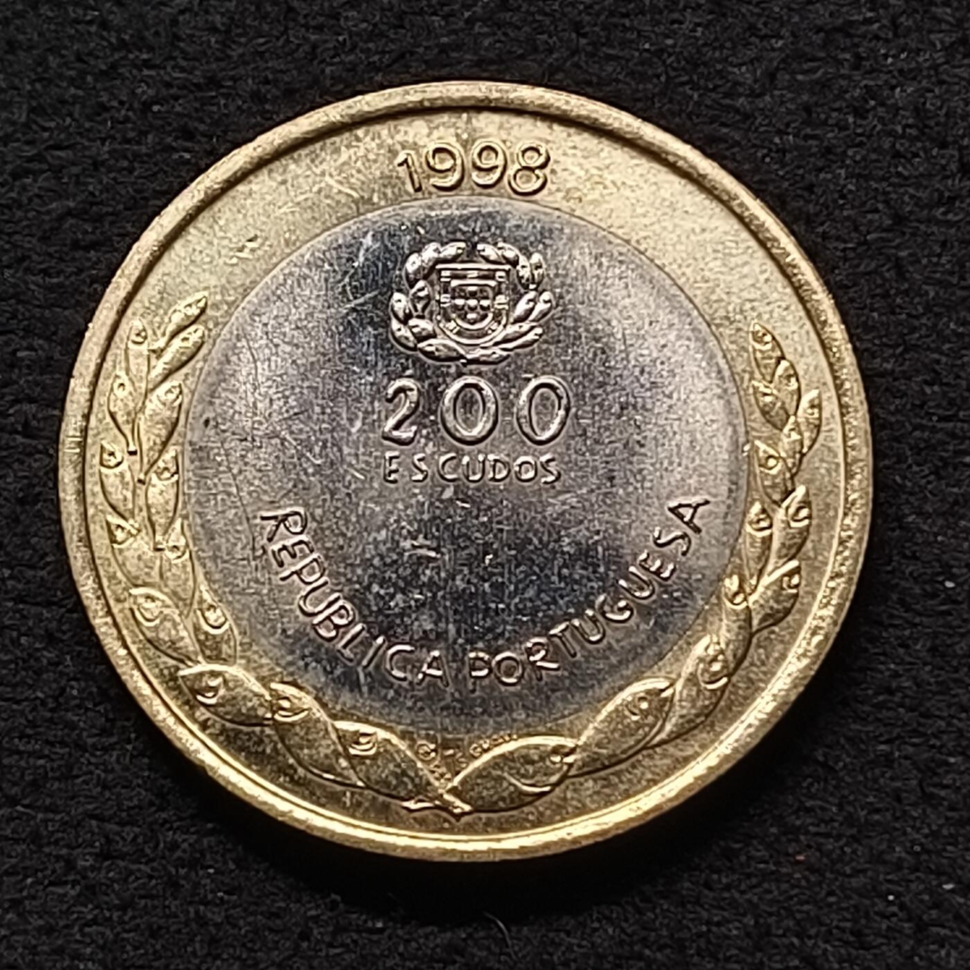 【全场包邮】纯粹捡漏拍464场 葡萄牙1998年200埃斯库多里斯本世博会双色纪念币