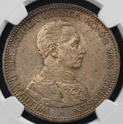 修遠堂世界钱币第八十七期 - NGC MS62 1913年普鲁士军装5马克大银币 重包浆