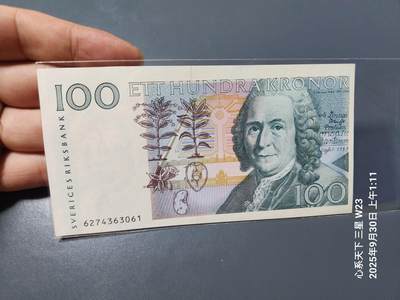 10月2号晚上8点 外国纸币自动截拍第37场 - 瑞典克朗100 瑞典100纸币 全新unc 1996版 植物学家卡尔林奈