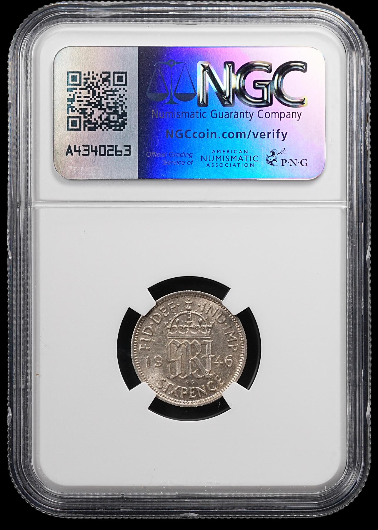 修遠堂世界钱币第八十七期 NGC MS64 1946年英国6便士银币