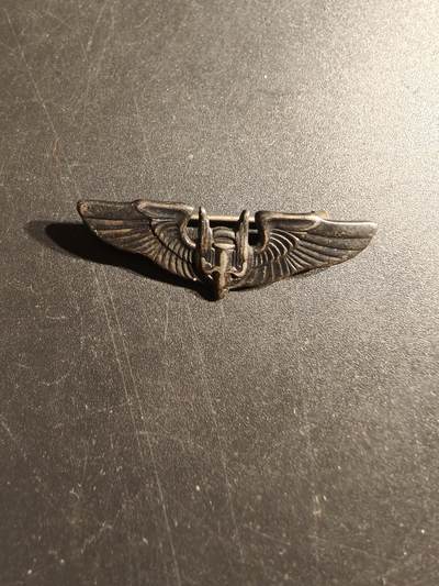 老王徽章第153期 - 美国二战陆军航空兵空中炮手技能章    925银    二战时期横针版    1.5英寸