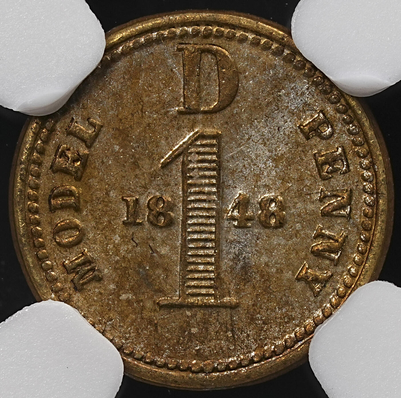 修遠堂世界钱币第八十七期 NGC MS65 1848年英国1便士铜镀银样币 唯一冠军分