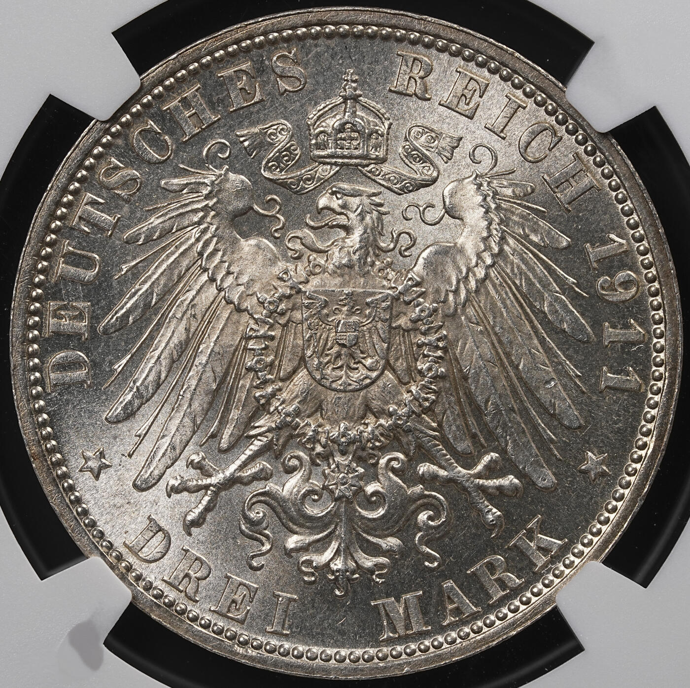 修遠堂世界钱币第八十七期 NGC MS64 1911年巴伐利亚摄政王90大寿纪念3马克银币