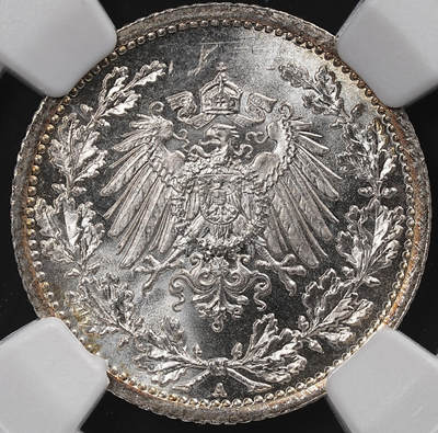 修遠堂世界钱币第八十七期 - NGC MS67 1914年德国1/2马克马克银币 环彩 A厂铭