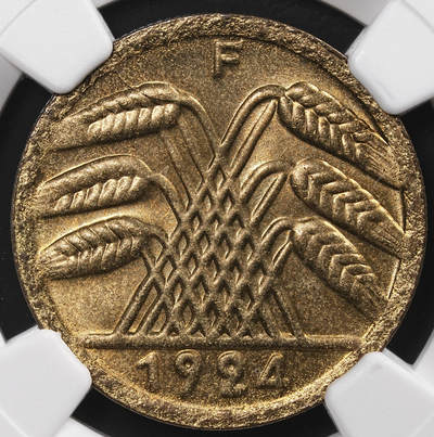 修遠堂世界钱币第八十七期 - NGC MS65 1924年德国50芬尼 F厂铭