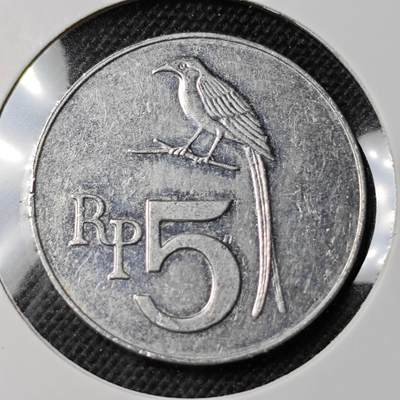 KK钱币收藏小铺 第351场 2月预留时间 周末发货 - 1970印度尼西亚5卢比 
