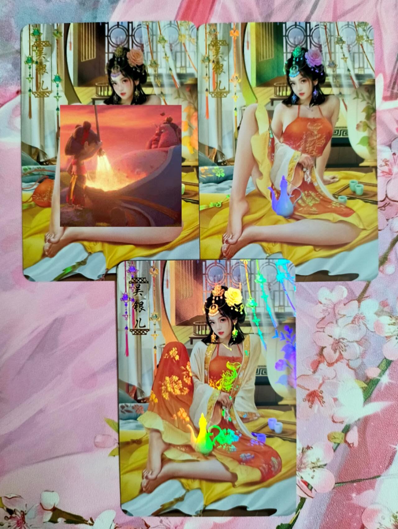龙虎卡牌第五十七场（无佣金，满120包邮，周六晚上结拍，欢迎送拍） 彩闪3张 涅槃经典水浒 吴银儿3渐变（第3张为艺术卡）