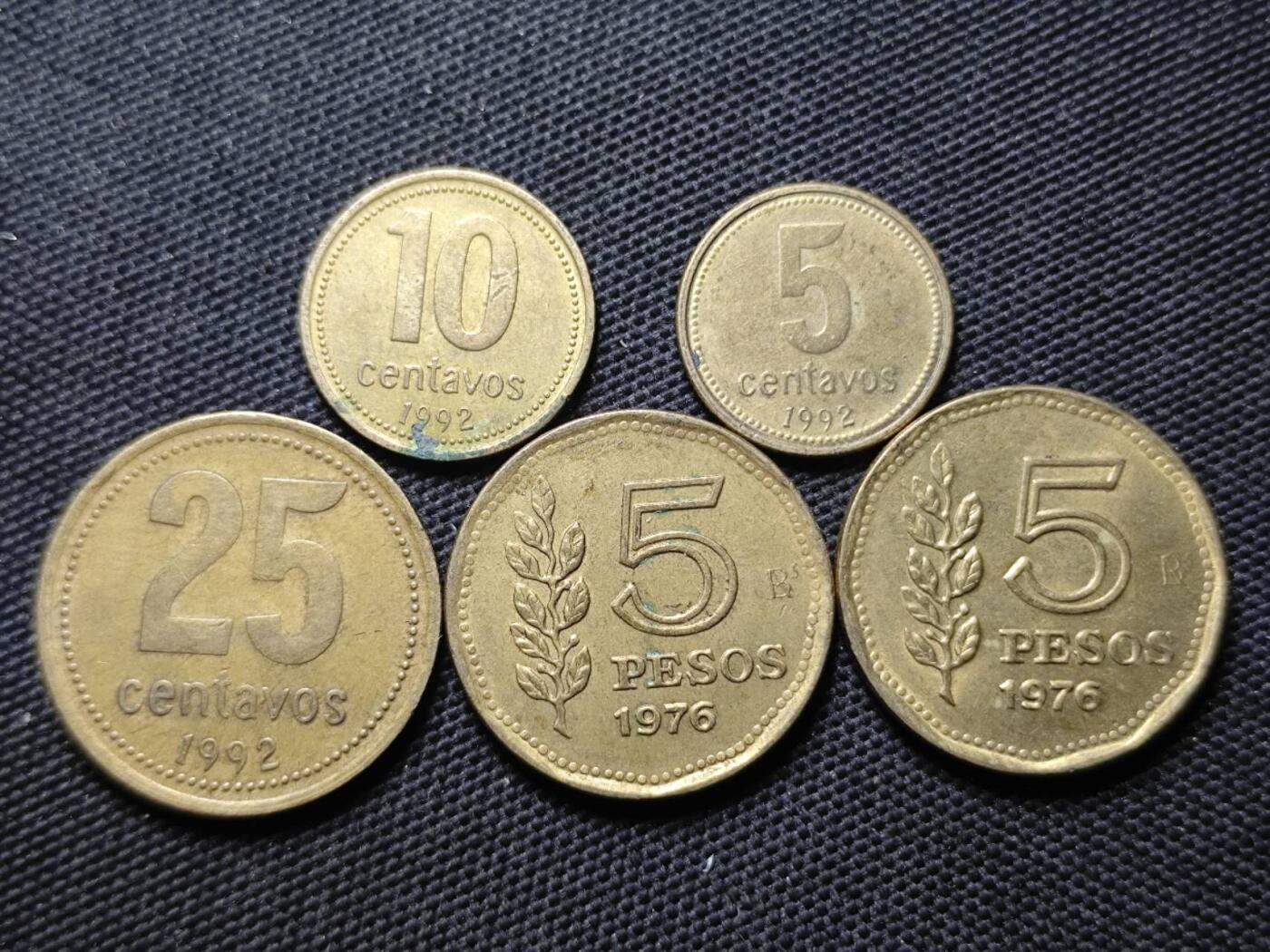KK钱币收藏小铺 第350场 2月预留时间 周末发货  阿根廷一组5枚铜币