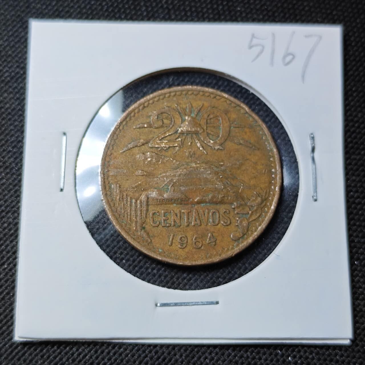KK钱币收藏小铺 第351场 2月预留时间 周末发货 1964墨西哥20分铜币 
