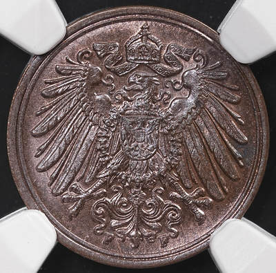 修遠堂世界钱币第八十七期 - NGC MS64BN 1899年德国1芬尼铜币 F厂铭