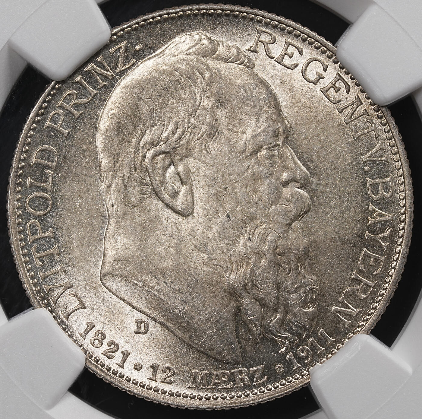 修遠堂世界钱币第八十七期 NGC MS64 1911年巴伐利亚摄政王90大寿纪念2马克银币