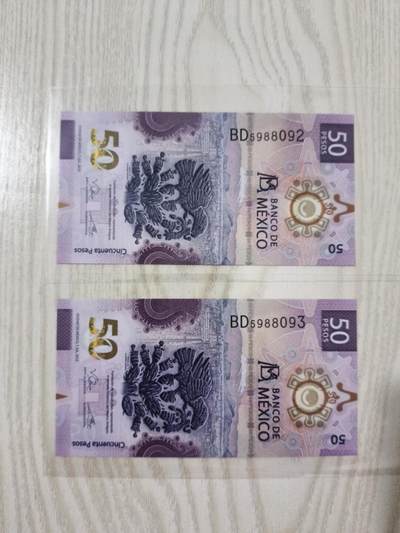 墨西哥塑料钞50元2张，100元1张。 - 墨西哥塑料钞50元2张，100元1张。
