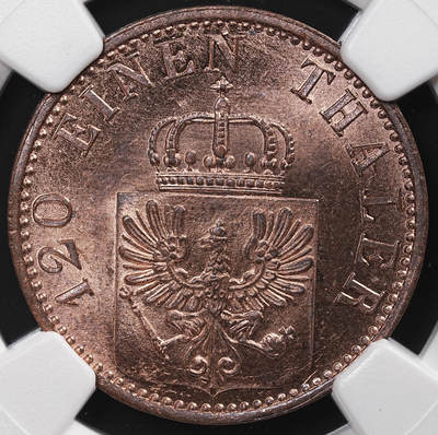 修遠堂世界钱币第八十七期 - NGC MS64RB 1868年普鲁士3芬尼铜币