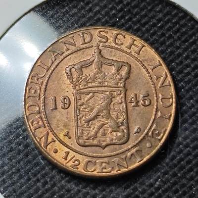 KK钱币收藏小铺 第351场 2月预留时间 周末发货 -  1946荷属东印度0.5分铜币 好品
