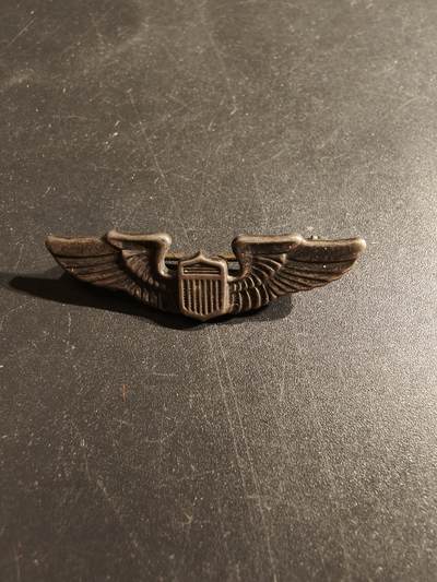 老王徽章第153期 - 美国二战陆军航空兵飞行员技能章    925银    二战时期横针版    1.5英寸