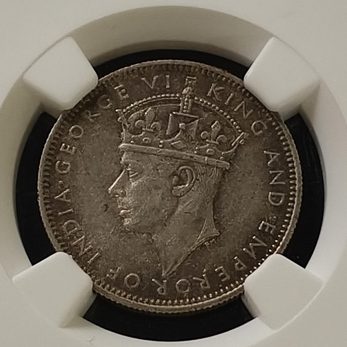 【全场包邮】纯粹捡漏拍465场 英属马来亚1939年乔治六世28分独年版高银币-NGC AU58