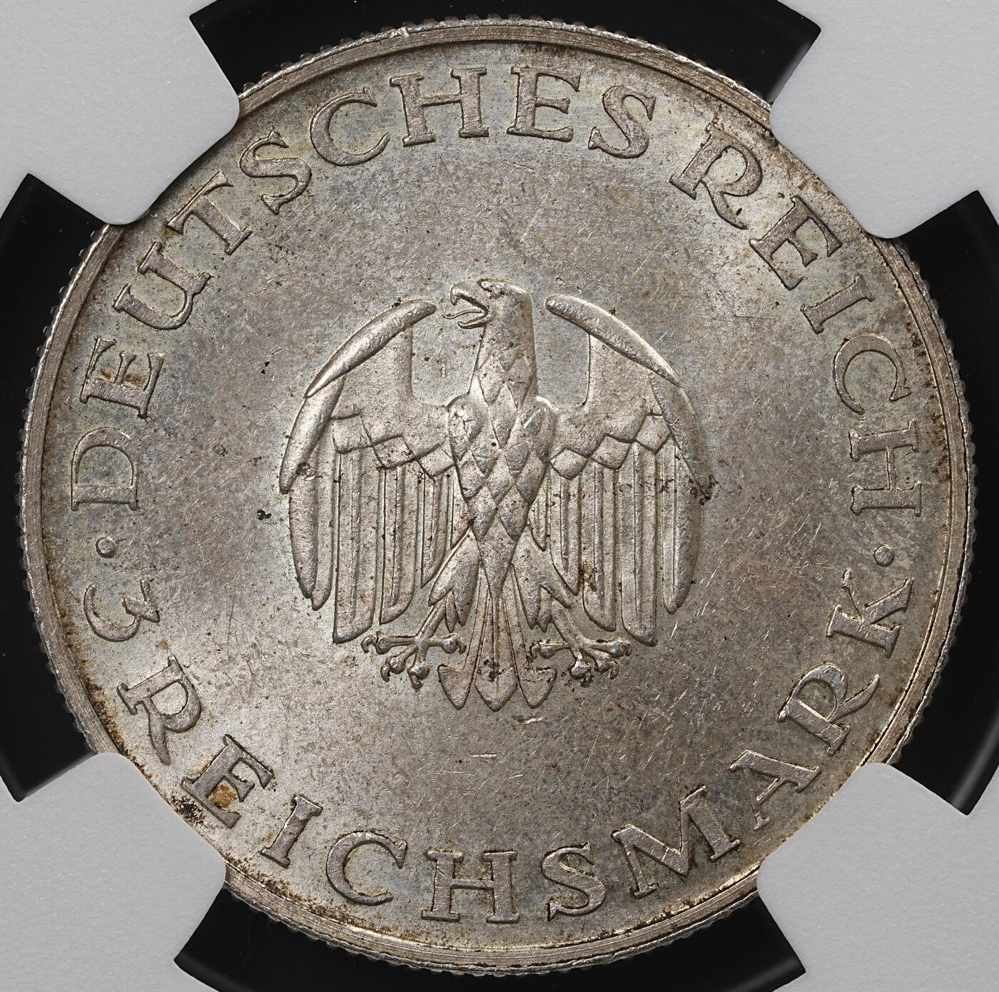 修遠堂世界钱币第八十七期 NGC MS62 1929年德国魏玛共和国-莱辛诞辰200周年纪念3马克银币 F厂铭 仅铸造4万枚