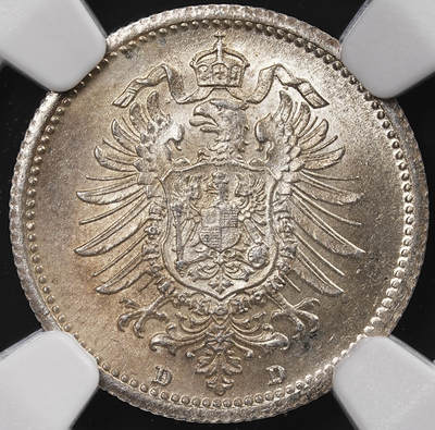 修遠堂世界钱币第八十七期 - NGC MS63 1874年德国20芬尼银币 D厂铭