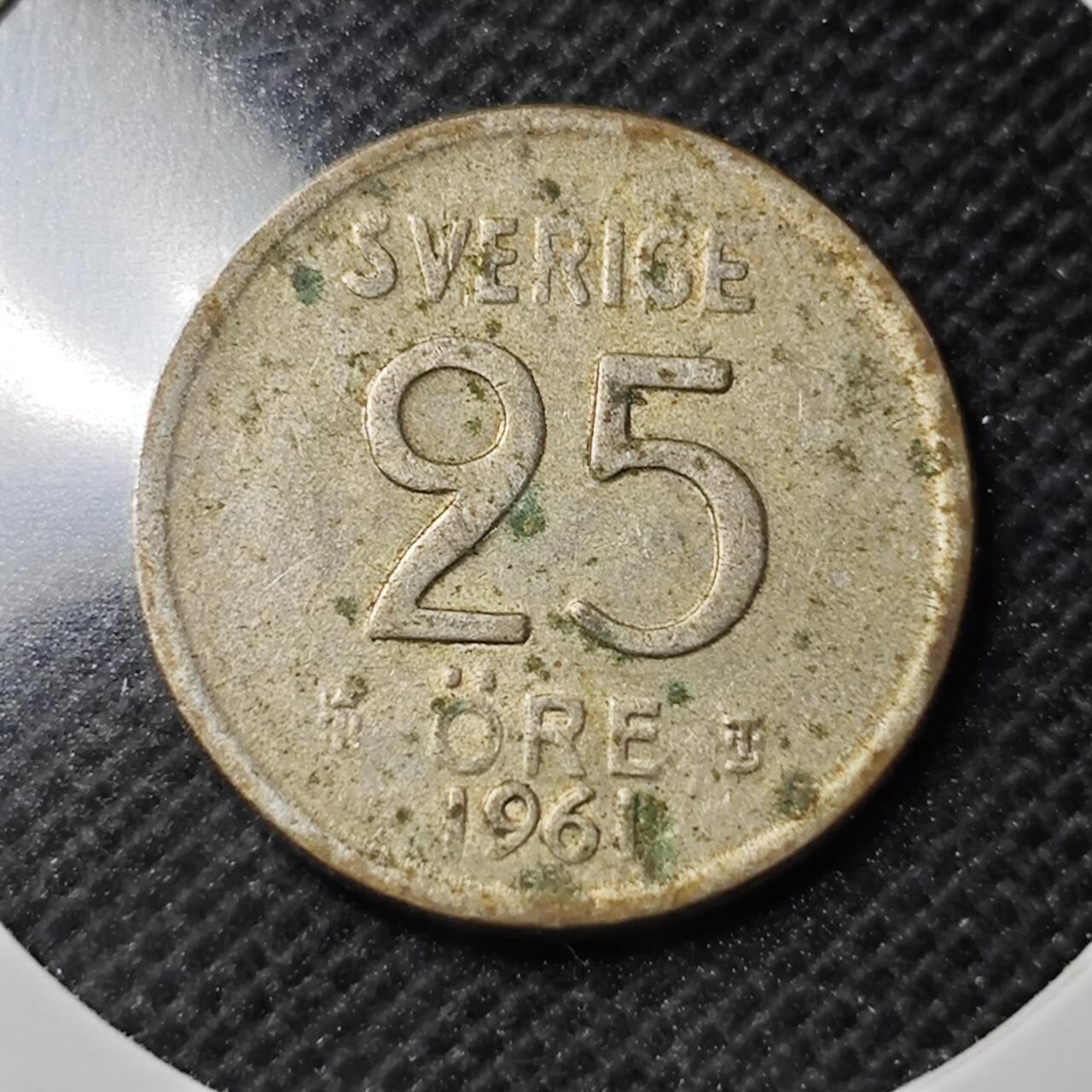 KK钱币收藏小铺 第351场 2月预留时间 周末发货  1961瑞典25欧尔银币