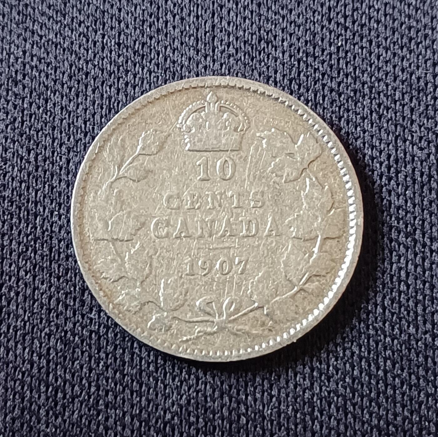 【游宝拍卖】国庆节专场-74期 精品单币 10.4集拍 加拿大1907年10分银币 错版-正反面背逆